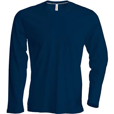 Afbeelding van Heren T shirt met lange mouwen en ronde hals, licht nauwsluitend, in 20 kleuren de maten S, M, L, XL, 2XL, 3XL 4XL, Donkerblauw, L