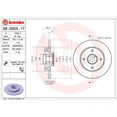 Afbeelding van Brembo Remschijven 08.D205.17