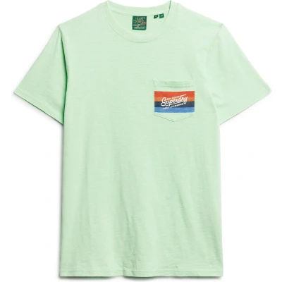 Afbeelding van Superdry CALI Striped LOGO Tshirt print, Heren, Maat: XXL, Neon mint green slub