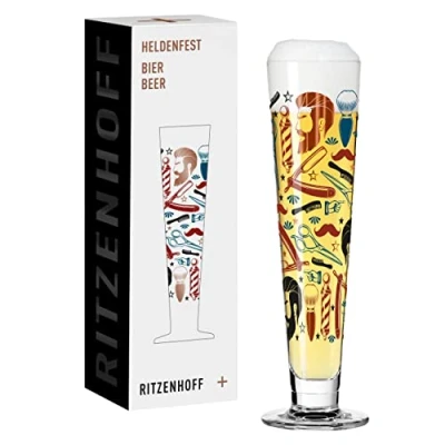 Afbeelding van RITZENHOFF 1011011 Bierglas 330 ml Serie Heldenfest, motief nr. 11 Barber rond en meerkleurig Made in Germany