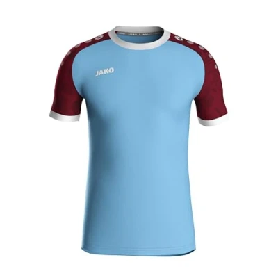 Afbeelding van Jako Iconic Shirt Korte Mouw Heren Zachtblauw / Wijnrood Maat: L