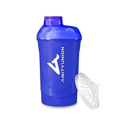 Afbeelding van Proteïneshaker 800 ml Met zeef Luxe fitnessbeker lekvrij BPA vrij, schaal voor romige weiproteïnepoeder shakes, proteïne isolaat en BCAA concentraten in donkerblauw