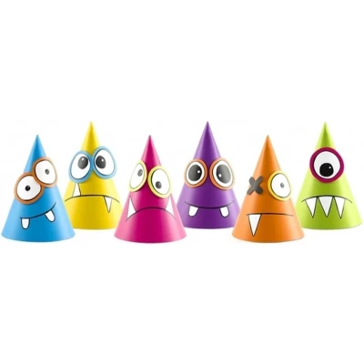 Afbeelding van 6x stuks DIY feesthoedjes monsters thema Verkleedhoofddeksels