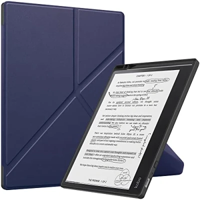 Afbeelding van Lemxiee beschermhoes voor Kobo Elipsa 2E (2023), inklapbare standaard, van PU leer met pennenhouder, cover Auto Kijkje/Sleep Slim Fit blauw