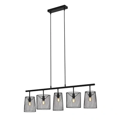 Afbeelding van Briloner Leuchten RETRO hanglamp 5 lichts E14 Materiaal: hout en Metaal Kleur: zwart