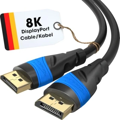 Afbeelding van KabelDirekt 4K / 60Hz DisplayPort kabel 0,5 m immuun voor storing dankzij meervoudige afscherming (DP gaming PC&#039;s/laptops en hoge resolutie monitoren, vloeiend 60Hz, zwart)