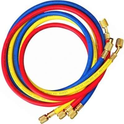 Afbeelding van 3 stuks 600 psi AC 1/4 inch koelmiddel vulslangen, voor HVAC meetinstrumenten, slangen, laadslang R134A, R12, R22, R502 druk, airconditioning, fluorbuisset, 1,5 m