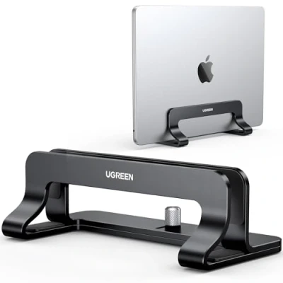 Afbeelding van UGREEN Vertikaler Laptop Ständer Aluminium Vertikal Stand Laptopständer Platzsparender Halter mit thermischer Basis für Laptops,MacBook Air,Pro, iPad,Tablets (zwart)