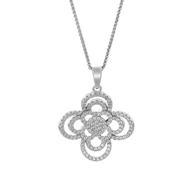 Afbeelding van Orphelia ZH 7310 Hanger Flower + ketting Zilver 925 Zirkonia 2.3 cm