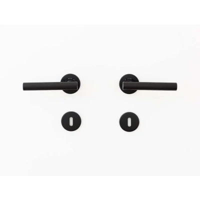 Afbeelding van Deurklink Foggy Rond Zwart Mat Recht Complete Set