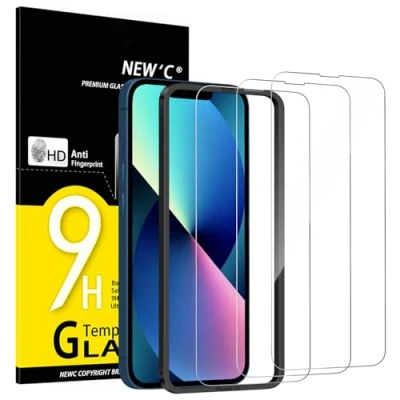 Afbeelding van NEW&#039;C 3 Stuks, Screenprotector voor iPhone 14, 13, 13 Pro (6,1 inch), Gehard Glass Schermbeschermer Film 0.33 mm, Ultra resistent Eenvoudig installatiegereedschap inbegrepen