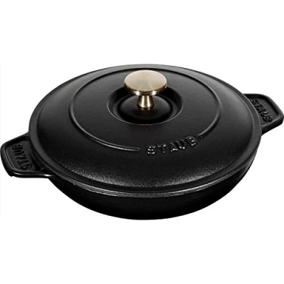 Afbeelding van Staub 40509 579 0 ovenschaal, rond 20 cm, 0,75 l met matzwart emaille aan de binnenkant van zwart, 23,5 x 21 7 cm