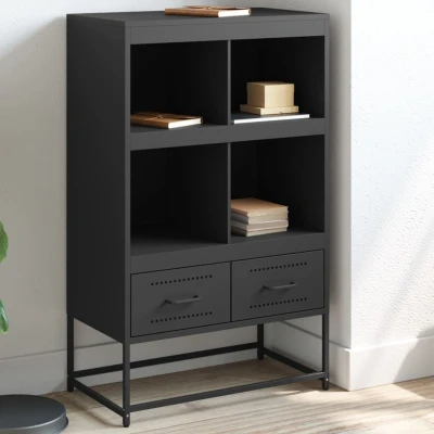Afbeelding van Hoge kast 68,5x39x111,5 cm koudgewalst staal zwart