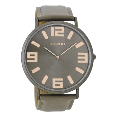 Afbeelding van OOZOO Timepieces taupe horloge met leren band C8852