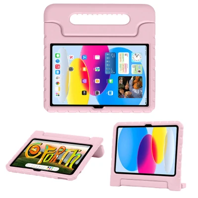 Afbeelding van Apple iPad 10.9 (2022) Hoes: iMoshion Kidsproof Backcover met handvat Shockproof/Valbescherming Softcase,Backcover Lichtroze Siliconen En TPU