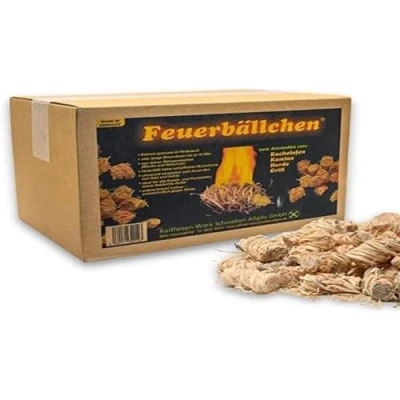 Afbeelding van Feuerbällchen, Aanmaakblokjes voor barbecue, open haard, aanmaakhulp (ecologische aanmaakwol van natuurlijke producten, het aansteken houtskool, kampvuur of haard) 7,5 kg doos