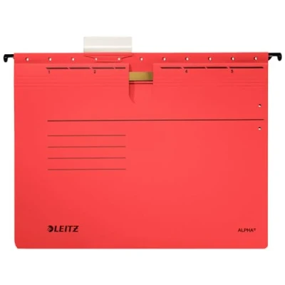 Afbeelding van Leitz Alpha 19843025 Hangmappen voor Professionele archivering, pak van 5 gekleurde kaarten, rood