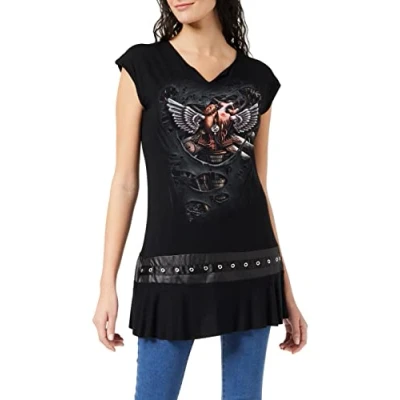 Afbeelding van Spiral Steam Punk Ripped vrouwen korte jurk zwart, M