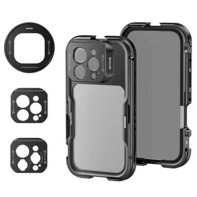 Afbeelding van NEEWER 16 Pro Cage, videostabilisator voor telefoon, compatibel met iPhone 67 mm filteradapter, achterplaat 17 lens, T mount lensadapter Moment, PA073