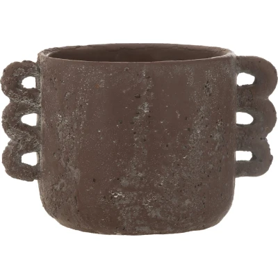 Afbeelding van J Line bloempot Celia keramiek bruin small Ø 21.00 cm 2 stuks