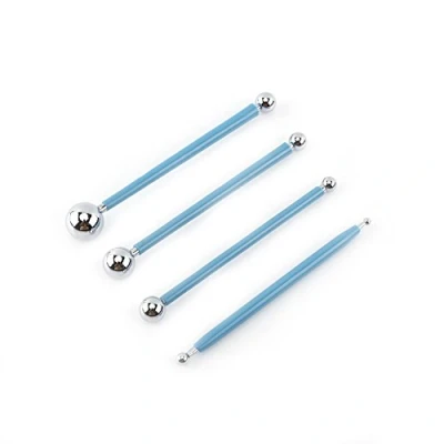 Afbeelding van 4 stuks modelleerbalgereedschap, 8 ballen roestvrij staal, stippen, modelleergereedschap, klei, keramiek, snijgereedschap, reliëf, sculpting set