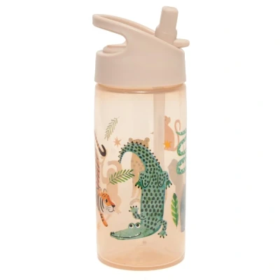 Afbeelding van Petit monkey drinkfles met rietje upside down animals 380 ml