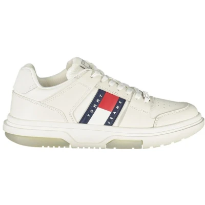 Afbeelding van Tommy Hilfiger Witte Leren Dames Sneaker Voor Stijlvolle Elegantie