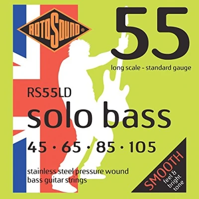 Afbeelding van Rotosound 55 Solo Bass flatwound langschalige set 4 snarig Standaard 45 105 RS55LD
