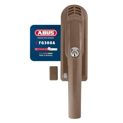Afbeelding van ABUS Afsluitbare Raamgreep FG300A AL0145 Raamknop met Drukcilinder en Alarmfunctie, Gelijksluitend Veiligheidsniveau 7 71896 Bruin