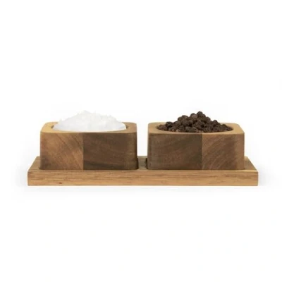 Afbeelding van Salter BW12782EU7 Toronto Salt &amp; Pepper Pinch Pots Includes 2 With Storage Tray, Durable Acacia Wood, Wooden Pig, Countertop Bowls, Herb, Spice Seasoning Containers