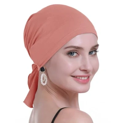 Afbeelding van osvyo Bamboe chemo hoofddoek voor vrouwen met haaruitval kankerpatiënten hoofddeksel tulband in verzegelde verpakking, Lichtblauw/grijs, Eén Maat