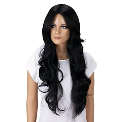 Afbeelding van CAISHA Pruik Volumineus Lang Haar Cosplay Theatershow Golvend Zwart FP713f