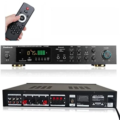 Afbeelding van Bluetooth versterker hifi stereo 5 kanaals Desktop audio LED digitale FM USB met afstandsbediening