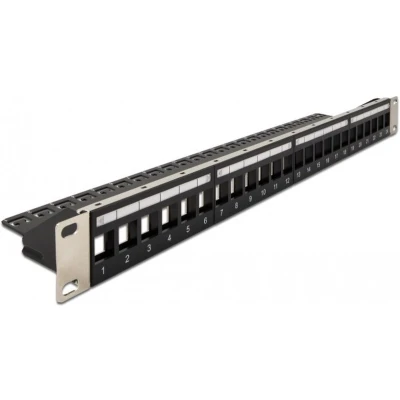 Afbeelding van Delock 19″ Keystone Patchpanel 24 Port mit Entlastungsschiene schwar