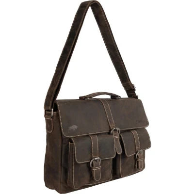 Afbeelding van Messenger Bag Werktas Schooltas Buffelleer Donkerbruin Arrigo