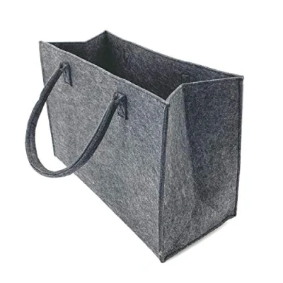 Afbeelding van heimtexland ® Universele vilten tas boodschappentas vilt XL 45x30 shopper haardhout opbergmand grijs type 717