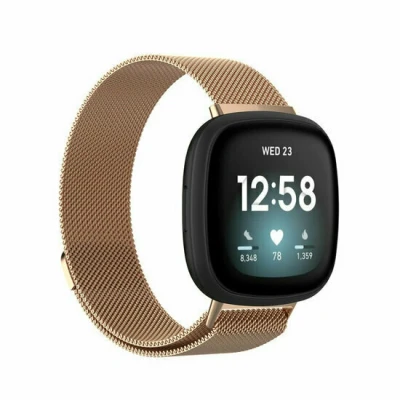 Afbeelding van Fitbit Versa 3/4 &amp; Sense 1/2 milanese bandje Large Champagne goud