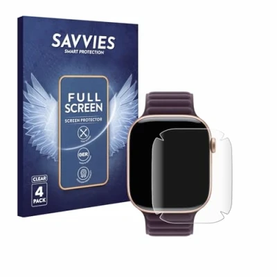 Afbeelding van Savvies (4 Stuks) Full Screen Scherm Beschermfolie voor Apple Watch series 10 (42 mm) Cover Protector 3D Curved [Edge to Edge, Ultra Clear]
