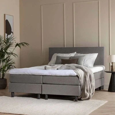 Afbeelding van 2 Persoons Boxspring Julia Comfort Grijs 160x210 cm Pocketvering Inclusief Topper Dekbed Discounter.nl