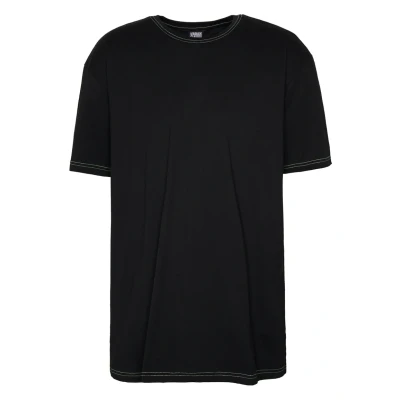 Afbeelding van Urban Classics Heavy Oversized Contrast Stitch TEE Tshirt print, Heren, Maat: Small, Black/neongreen