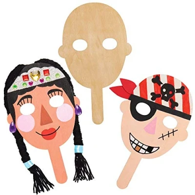 Afbeelding van Baker Ross Houten Maskers (5 stuks) Knutselspullen en Knutselsets voor Kinderen