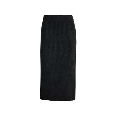 Afbeelding van DREIMASTER klassiek Dames Gebreide Rok XS/S / Zwart 33% Gerecycled Polyester 26% Polyacryl 24% 14% Nylon 3% Elastaan