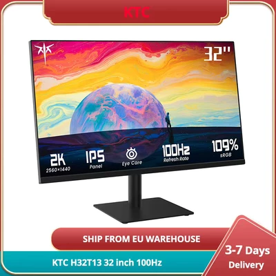 Afbeelding van KTC H32T13 Gaming Monitor, 32 inch 2560*1440 16:9 IPS scherm, 100Hz verversingssnelheid, FreeSync &amp; G Sync, 1000:1 contrastverhouding, Low Blue Light Flicker Free, 2*HDMI 2.0, 1*DP1.4, 1*oortelefoonaansluiting, VESA bevestiging