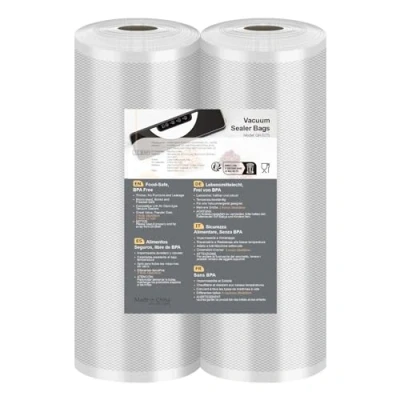 Afbeelding van Vacuümzakken, rollen vacuümfolie, 28/28 x 600 cm (18 m), professionele folierollen vacuümverpakker, levensmiddelen, 150 µm, BPA vrij, sterk en scheurvast, voor alle vacuümverpakkers sous vide