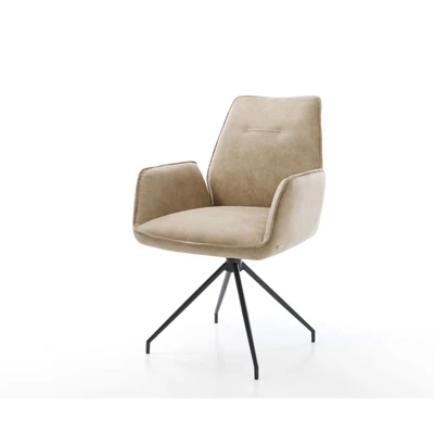 Afbeelding van Draaistoel Zoa Flex kruisframe conisch zwart beige vintage 180 draaibaar
