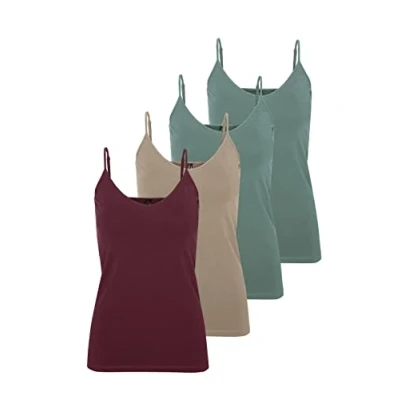 Afbeelding van VERO MODA Dames Vmmaxi My Soft V Singlet Noos Top, meerkleurig (2 x Laurel Wreath, 1 Port Royale, Crockery), S