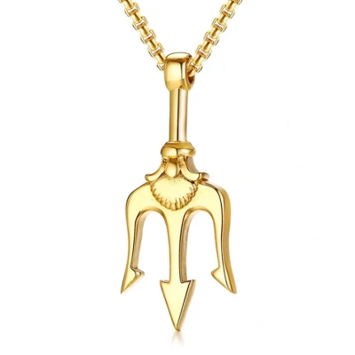 Afbeelding van Mendes heren ketting Edelstaal Drietand Goudkleurig