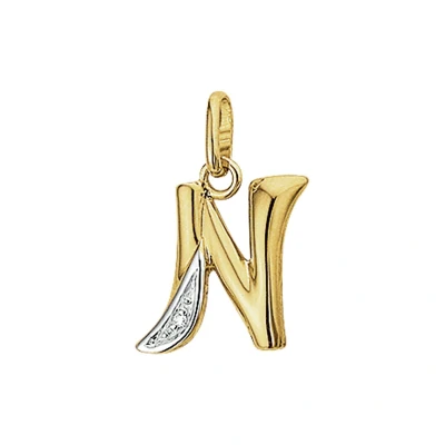 Afbeelding van Trendjuwelier huiscollectie Hanger Geelgoud Letter N Diamant 0.005 Ct.