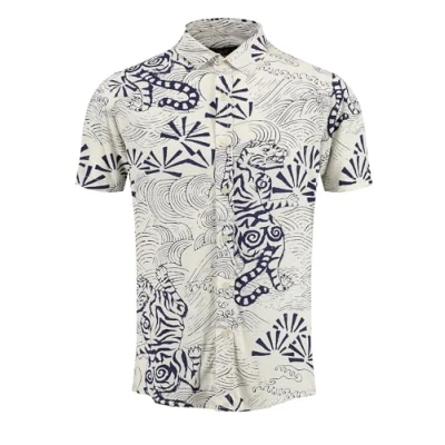 Afbeelding van Key Largo MSH Resort Overhemd White navy, Heren, Maat: XXL, navy