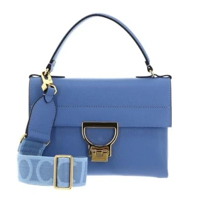 Afbeelding van COCCINELLE Leren Handtas Schoudertas Arlettis Signature Handbag Grained Leather Azul Blauw